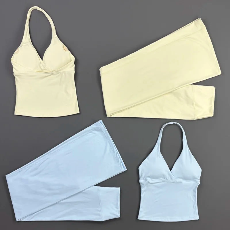Women’s Halter Top & Flare Pants Yoga Set