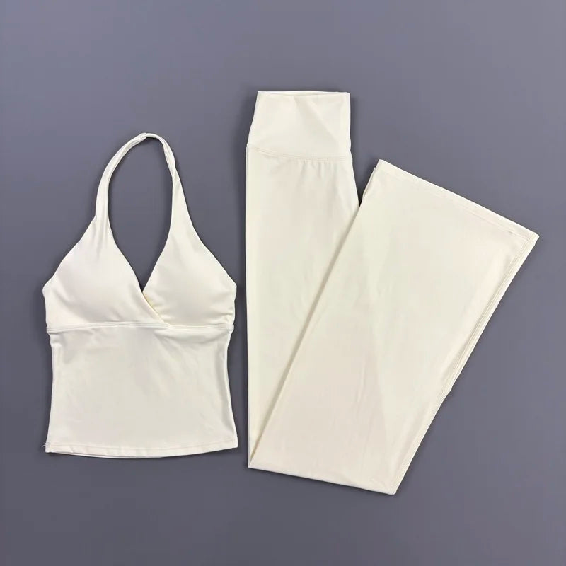 Women’s Halter Top & Flare Pants Yoga Set