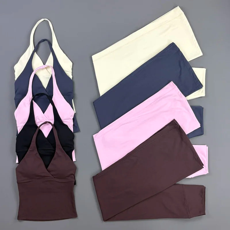 Women’s Halter Top & Flare Pants Yoga Set