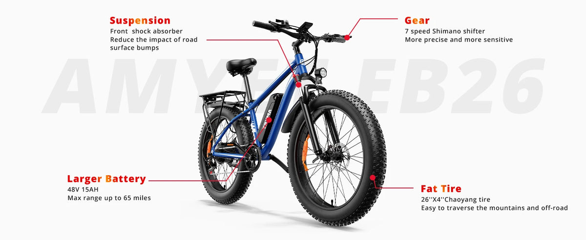 AMYET EB26 26-Inch Fat Tire Electric Bike