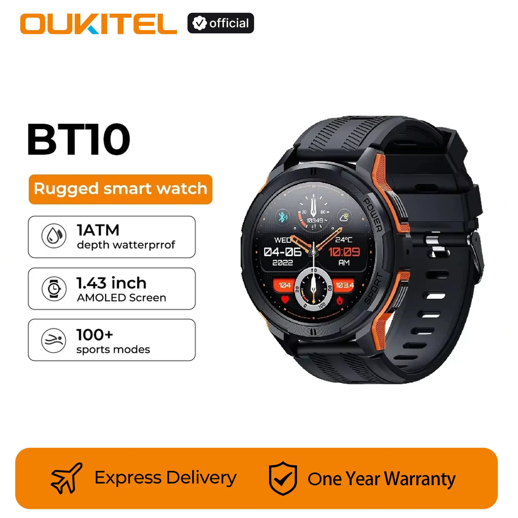 Oukitel BT10 AMOLED Smartwatch with Bluetooth Calling