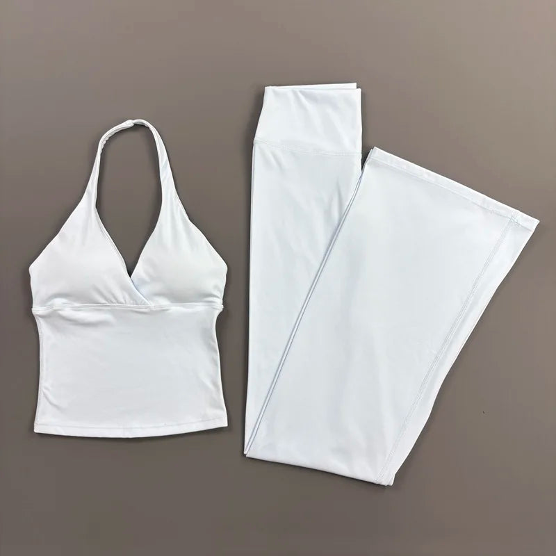 Women’s Halter Top & Flare Pants Yoga Set